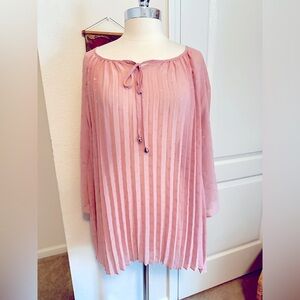 Catherines Baby Pink Accordion Pleated Semi-Sheer Pleated Blouse Size 3X